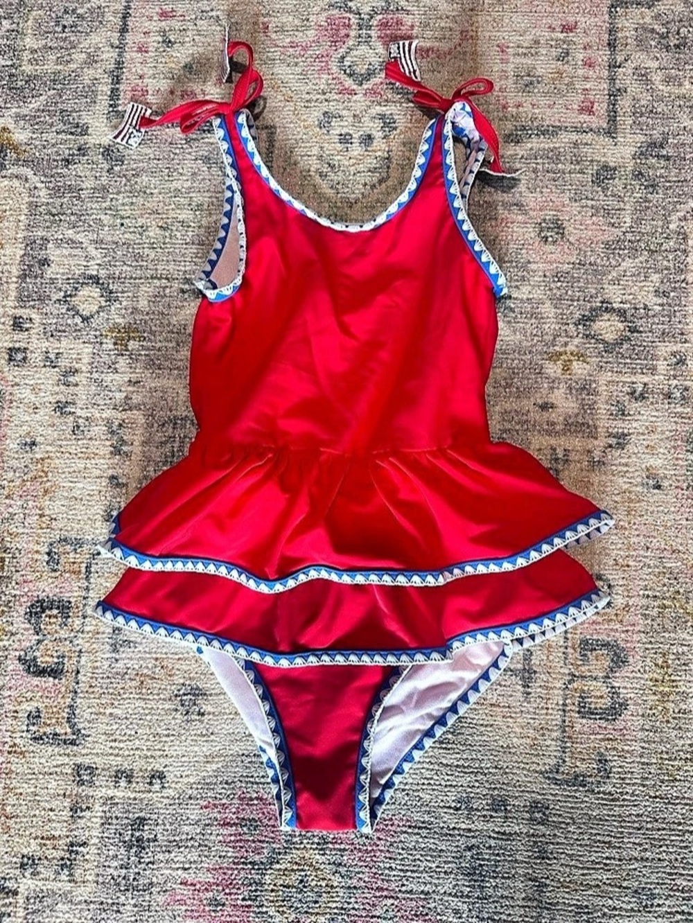 RuffleButts Red & Blue Americana One-Piece Girls Swimsuit Size 7 (NWOT)
